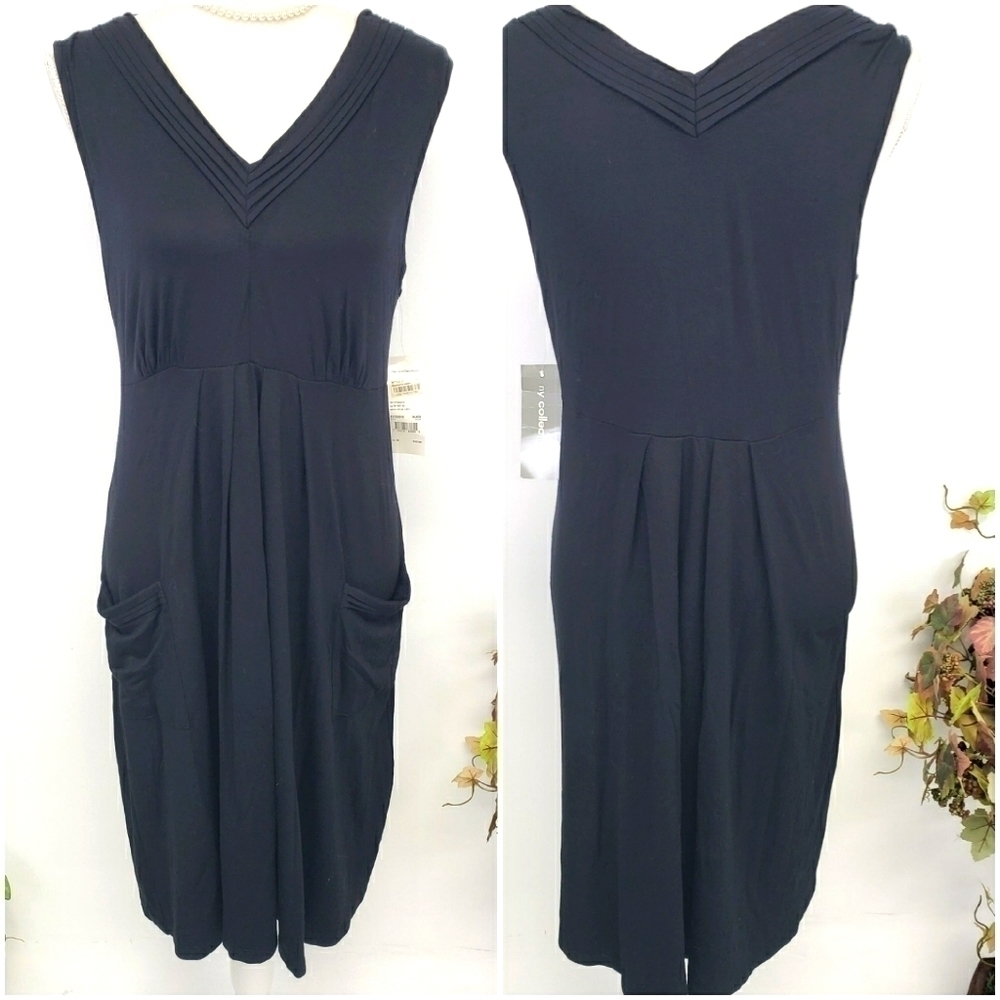 MY Collection V Neck Sleeveless Black Dress NWT M